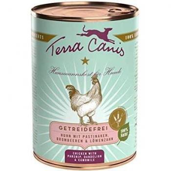 Comida Húmeda para Perros Adultos Terra Canis Sin Cereales 400g Pollo con Chirivía, Diente de León y Manzanilla