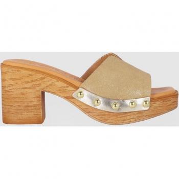 Sandalias de tacón de mujer abiertas de piel
