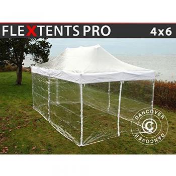 Carpa Plegable Rápida FleXtents PRO 4x6m Transparente Impermeable con 8 Laterales