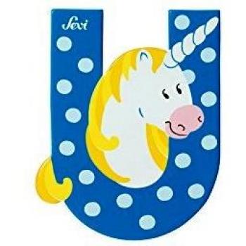 Letra U Decorativa de Unicornio en Madera (Varios Colores)