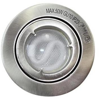 Aro Empotrable Basculante de Aluminio Níquel con Bombilla de Bajo Consumo GU10 13W IP23 - Ahorro Energético