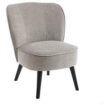 Sillón Butaca Gris Perla de Chenilla y Madera 59x66x75 cm