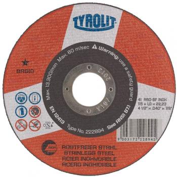 TYROLIT Disco Básico 41 A60R-BFB A.Inox 115x1x22,2 - Caja de 25 Unidades