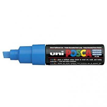 Rotulador Posca PC-8K Punta Plana 8mm Azul Claro (Caja de 6 unidades)