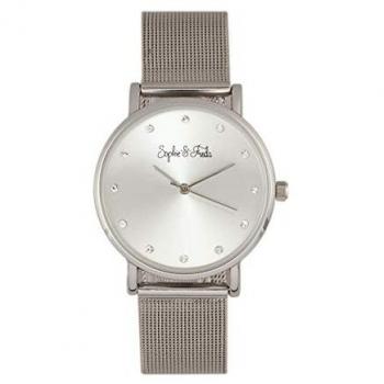 Sophie & Freda Savannah Silver Mesh Bracelet Watch with Swarovski Crystals - One Size