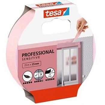 TESA 56260 Cinta de Pintor Precision Sensitive Rosa 25 m Apta para Uso en Interior