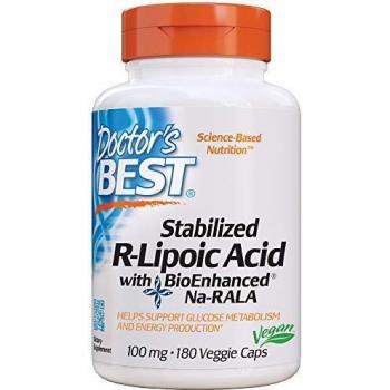 Doctor's Best Bioenhanced Stabilized R-Lipoic Acid 100mg - 180 Vegan Capsules