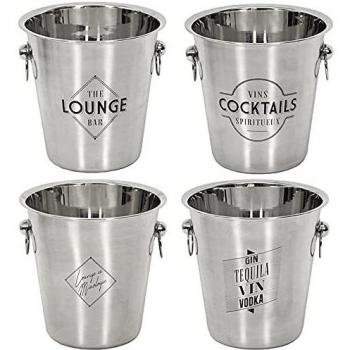 Saveur & dégustation KV7014 - Cubo para champán, Acero Inoxidable, Gris, 22,4 x 22,4 x 21 cm