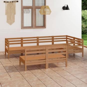 Juego de muebles de jardín 7 piezas madera pino maciza marrón miel