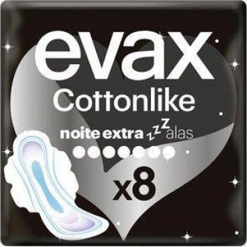 Evax Cottonlike Compresas Noche Extra con Alas 8 unidades