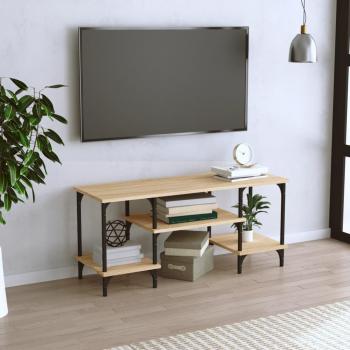 Mueble de TV móvil en madera contrachapada color roble sonoma, 102x35x45,5 cm