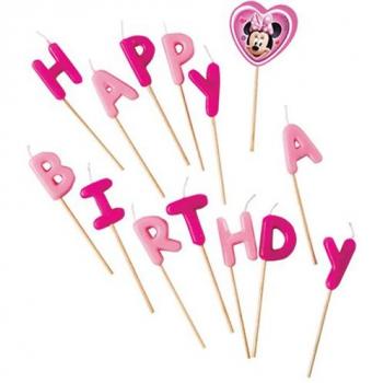 Procos-80531 Disney Minnie Happy Birthday, Velas para Palillo de Dientes, Color Rosa