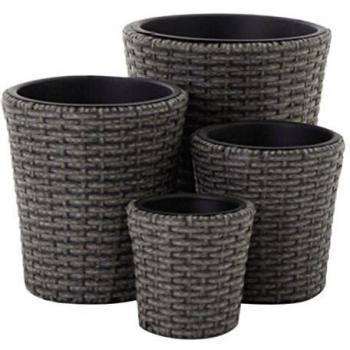 Papillon Rattan - Jardinera, Set 4 Unidades, 14+16+23+30, Color Natural