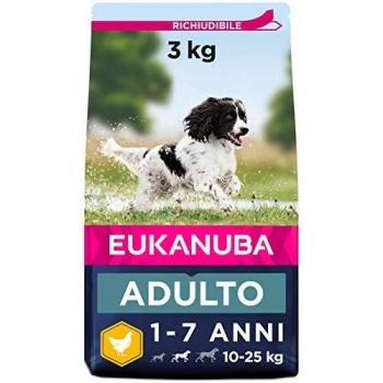 Eukanuba Alimento seco para perros adultos activos de raza mediana,, rico en pollo fresco 3 kg