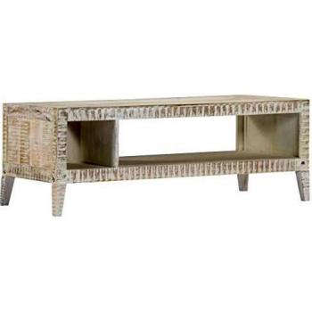 SengentoStyle Salontafel 110x50x40 cm massief mangohout wit