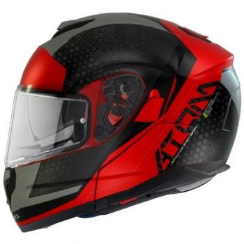 Casco Modular para Moto Atom FU401SV Adventure A5 Negro y Rojo con Visera Solar y Sistema de Ventilación