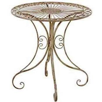 Mesa de Jardín Hari Redonda para 4 Personas en Metal Crema Antiguo