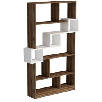 Librería de Nogal Claro y Blanco 160x90x22 cm - Estantería para Almacenamiento de Herramientas