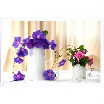 Metal cartel Cartel de chapa Hojalata sesión Flower Tin Sign Morning Glory Roses Jugs Composition Beautiful 41997 Retro Vintage Pared Decoración by hamgaacaan