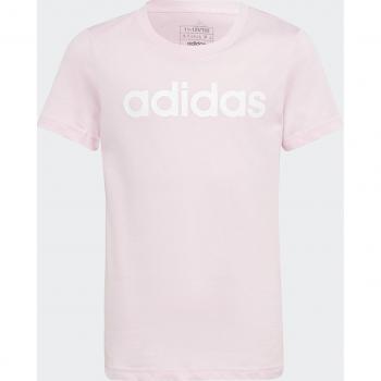 Camiseta adidas Essentials Linear Logo Algodón Corte Slim para Niña Rosa/Blanco
