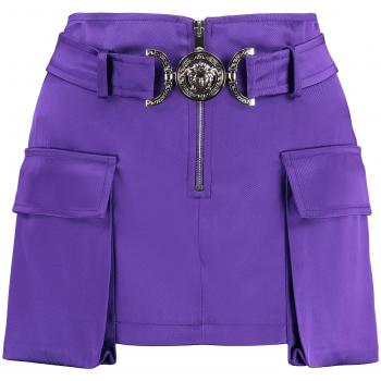 Versace Women's Satin Cargo Mini Skirt in Purple | Size 40 | 10100361A06838 Color 1LD60
