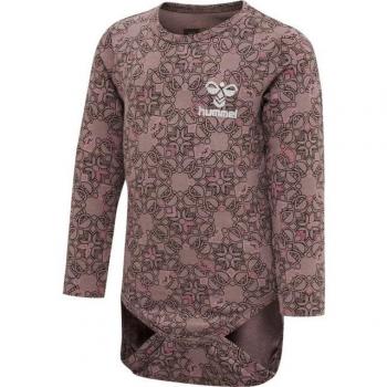 Hummel Fia Long Sleeve Bodysuit for Girls in Deep Taupe, 2-4 Months