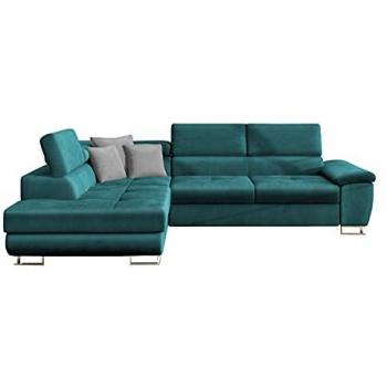 Sofá rinconero Comfivo 166, Magic Velvet, función de descanso y caja de ropa de cama, 270x202x71cm