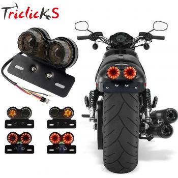 Triclick Luz Trasera Moto Indicadores de Freno Gire Señal Luz Matrícula con Soporte Universal