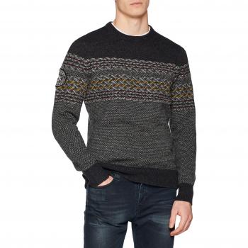 Superdry Falster Fairisle Crew, Sudadera Deportiva para Hombre, Gris