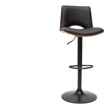 Taburete de cocina ajustable negro con tonos de madera oscura Panach