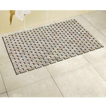 Wenko Alfombra para Bañera, Bambú, Blanco, 50x80x3 cm