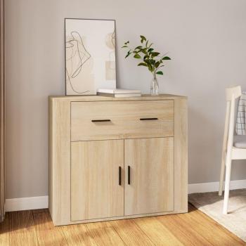 Aparador de Madera Contrachapada Color Roble Sonoma 80x33x70 cm - Mueble de Almacenaje de Salón, Buffet para Salón, Armario Auxiliar, Armario de Almacenamiento