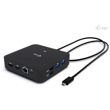 Estación de Acoplamiento I-TEC USB-C Doble HDMI 4K PD 100W Soporte para 3 Monitores Negro