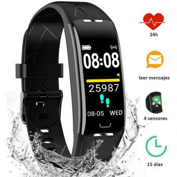 YIYOU Pulsera Actividad Inteligente Impermeable IP68, Monitor Ritmo Cardíaco y Sueño 7 Modos de Deporte, Leer Mensajes, Reloj Inteligente Deportivo para Mujer Hombre Compatible con IOS y Android