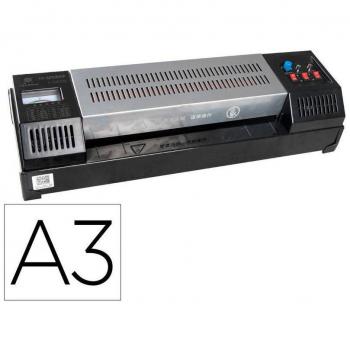 Plastificadora Q-Connect KF16918 Profesional Rugerizada Caliente DIN A3 Cuatro Rodillos Hasta 200 Micras