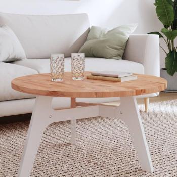 Mesa redonda de madera maciza de haya Ø80x2,5 cm Marrón