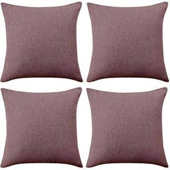 Deconovo Funda para cojin de Lino Prodector del Mueble 4 Piezas 40x40cm Rosa