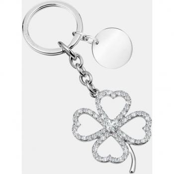 Llavero Magic Four Leaf de acero y cristal