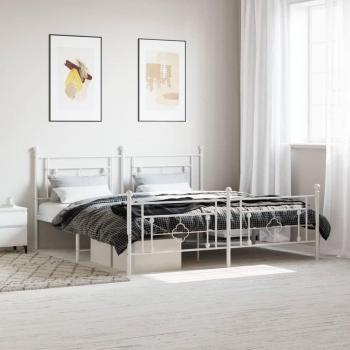 Cama pediátrica de metal con cabecero y pie, color blanco, dimensiones 183x213 cm