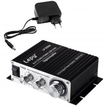 LEPY LP- 2020A + HiFi (2 x 20W) Amplificador Audio para MP3 MP4 Amplificador Estereo para Telefono Ordenador DAC y etc Negro + Fuente de Alimentacion de CA Adaptador de Cargador DC 13.5V 3A