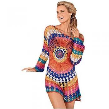 Jinsha Vestido de Playa - Mujer Pareos y Camisola de Playa Sexy Hueco Traje de Baño Punto Bikini Cover up