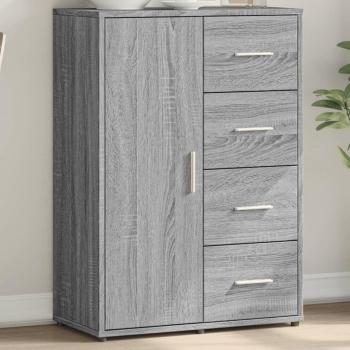 Aparador de madera de ingeniería 60x31x84 cm, mueble de almacenaje moderno con armarios y cajón, color gris Sonoma