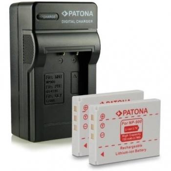 Bundle - 4en1 Cargador + 2x Batería Minolta NP-900 / Olympus Li-80B para Konica Minolta Dimage E40 | Dimage E50 | Acer CS 6531-N | CS-5530 | CS-5531 | Aosta DA-4092 | DA-5091 | DA-5092 | DA-5094 | Benq DC-E43 | DC-E53 | DC-E720 | Jenoptik JD 7.0z3s | Kyo