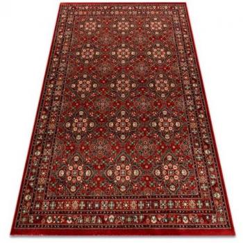Alfombra de lana Kashqai 4372 300 con flores y marco burdeos, 67x130 cm