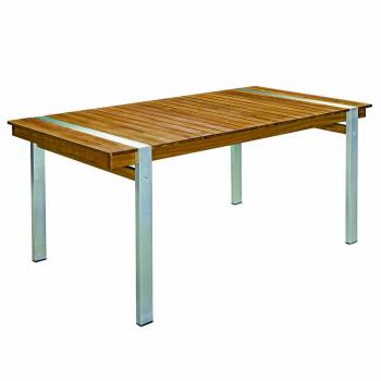 LOLAhome Mesa de jardín de Comedor de Acero Inoxidable marrón de 220x100x74 cm
