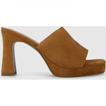 Mules de mujer Lodi en ante color cuero con plataforma