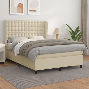 Cama Box Spring con Colchón de Similpelle Crema 140x190 cm