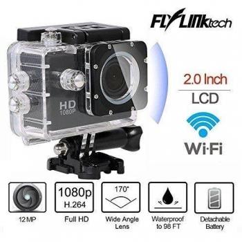 Cámara de Acción, Flylinktech® SO60 WiFi 2.0 pulgadas 1080P 30FPS 12MP DV Cámara Deportiva Impermeable Videocámara HD DVR para Coche / Bicicletas / Motocicletas / Buceo / Natación