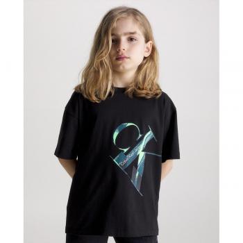 Camiseta de niño negra de manga corta Calvin Klein