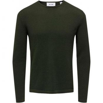 Only & Sons - Jersey de Punto Estructura - Manga Larga - Cuello Redondo - Largo Medio - Regular Fit - 100% Algodón